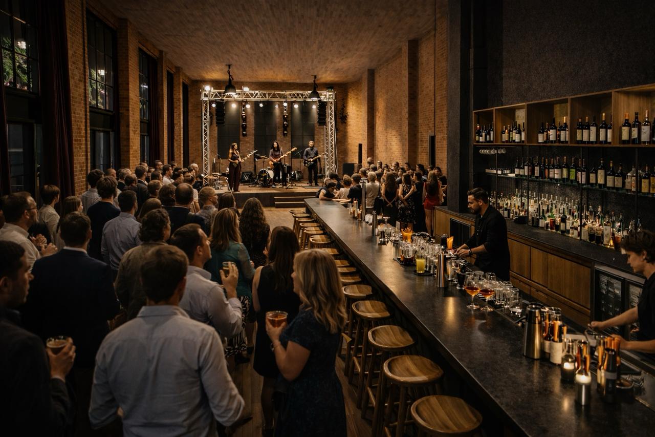 Music venue with crowd